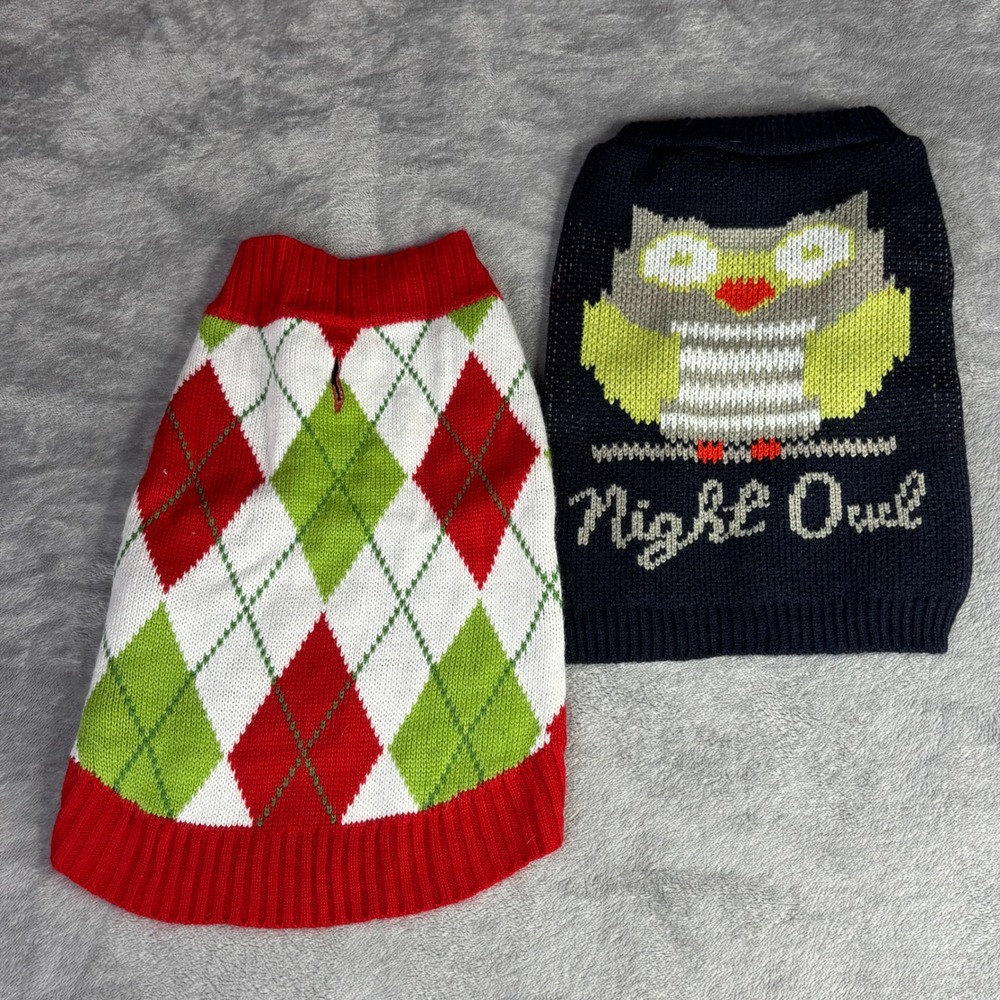 Dog Sweater Bundle Medium‎ Multicolor Argyle Night Owl 2 Pack one is new